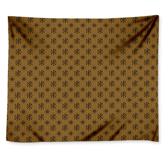 Gold And Black Orthodox Pattern Print Tapestry