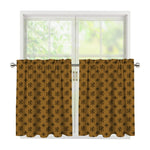 Gold And Black Orthodox Pattern Print Tier Curtains