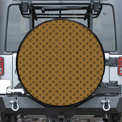 Gold And Black Orthodox Pattern Print Tire Cover