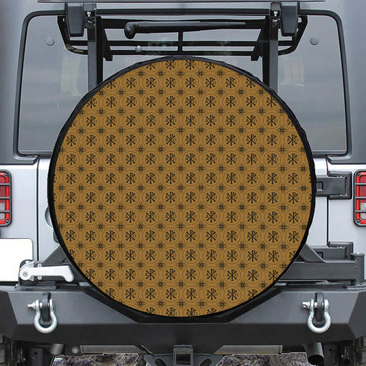 Gold And Black Orthodox Pattern Print Tire Cover