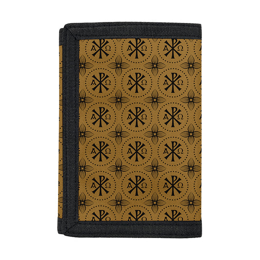 Gold And Black Orthodox Pattern Print Trifold Wallet