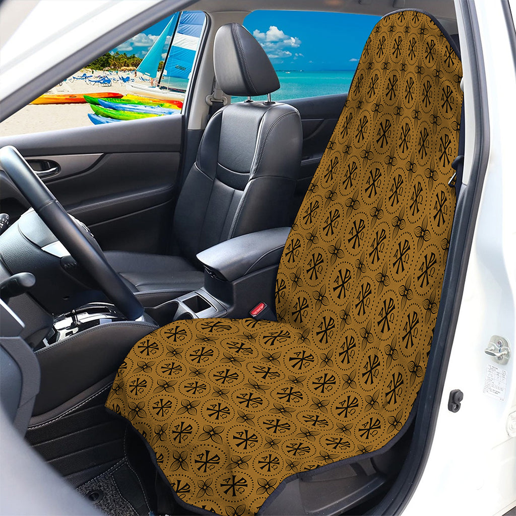 Gold And Black Orthodox Pattern Print Waterproof Car Seat Cover