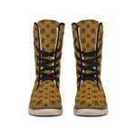 Gold And Black Orthodox Pattern Print Winter Boots
