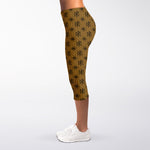 Gold And Black Orthodox Pattern Print Women's Capri Leggings