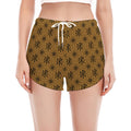 Gold And Black Orthodox Pattern Print Women's Split Running Shorts