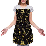 Gold And Black Pisces Sign Print Adjustable Apron