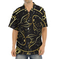 Gold And Black Pisces Sign Print Aloha Shirt