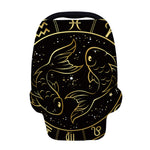 Gold And Black Pisces Sign Print Baby Seat Cover