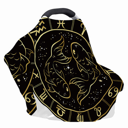 Gold And Black Pisces Sign Print Baby Seat Cover