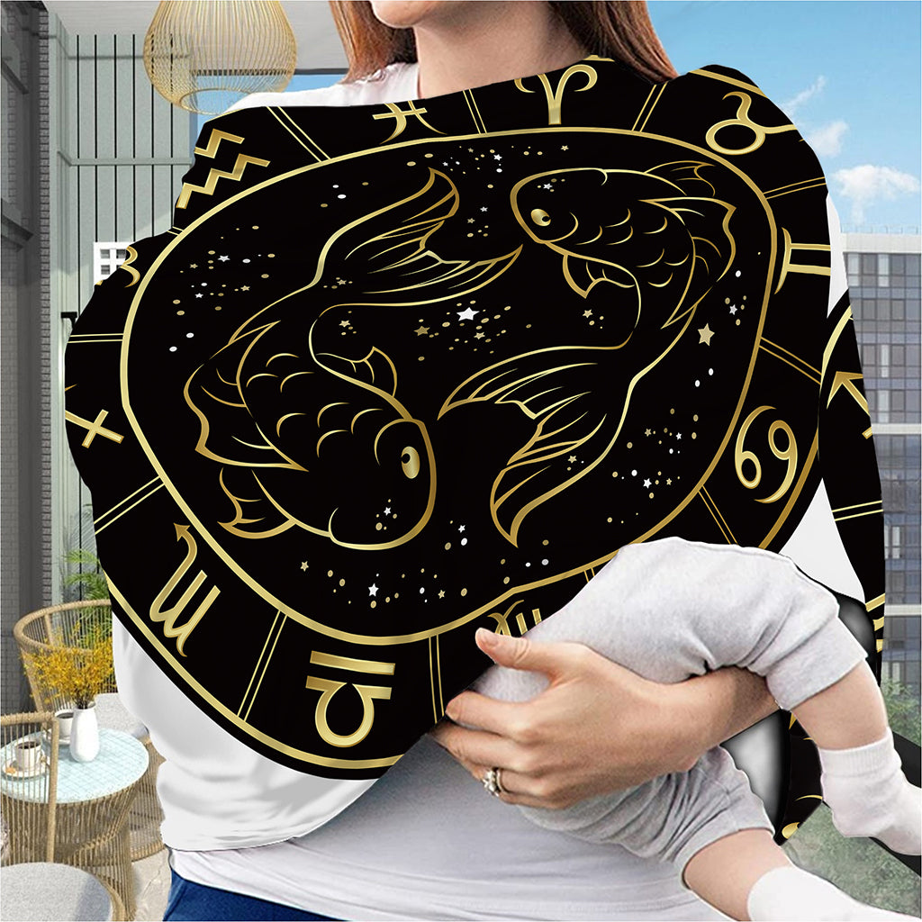 Gold And Black Pisces Sign Print Baby Seat Cover