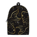 Gold And Black Pisces Sign Print School Backpack