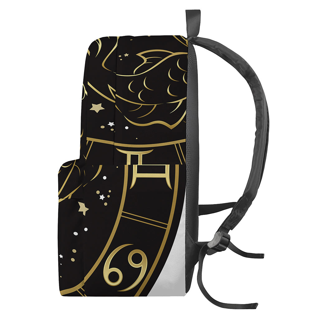 Gold And Black Pisces Sign Print Backpack