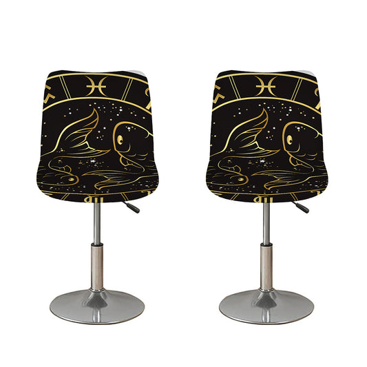 Gold And Black Pisces Sign Print Bar Stool Covers