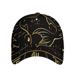 Gold And Black Pisces Sign Print Baseball Cap