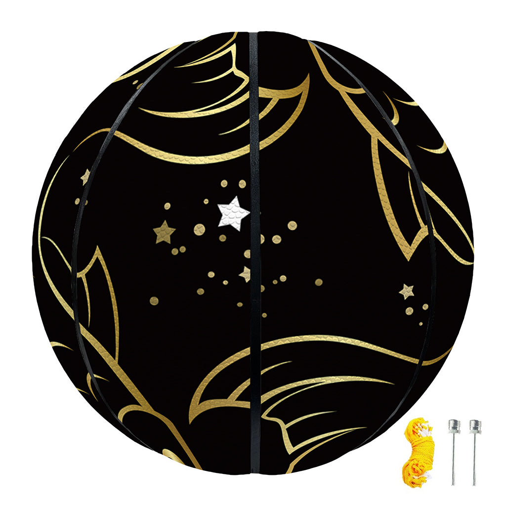 Gold And Black Pisces Sign Print Basketball