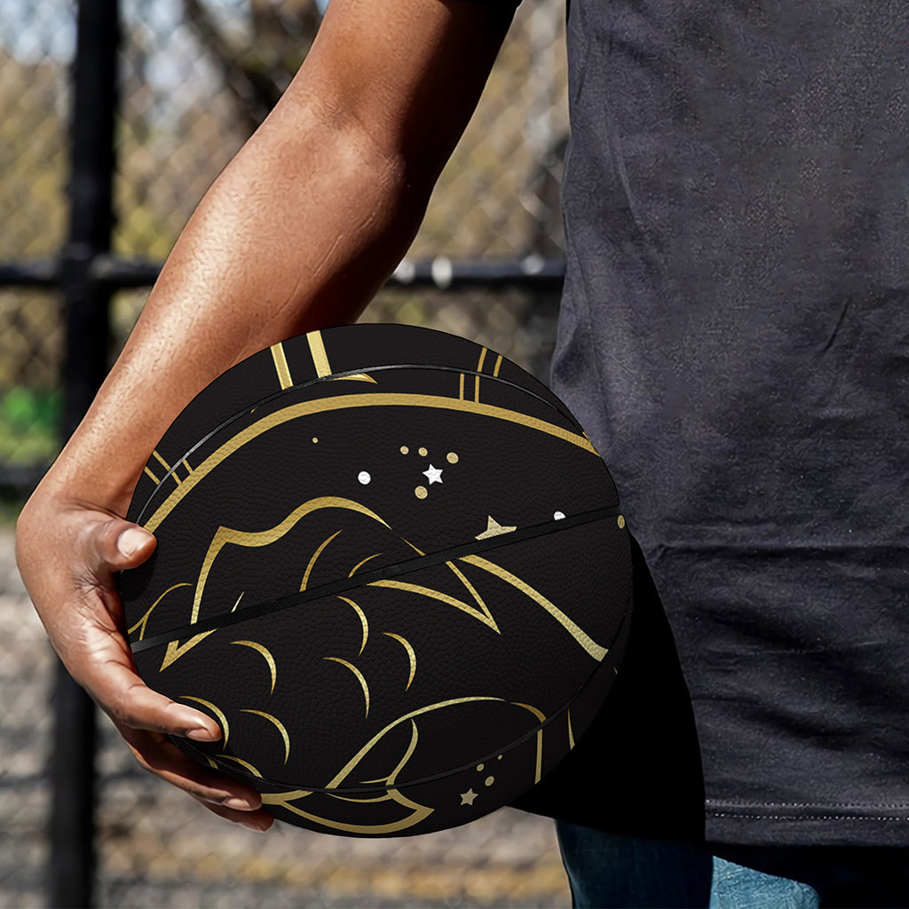 Gold And Black Pisces Sign Print Basketball