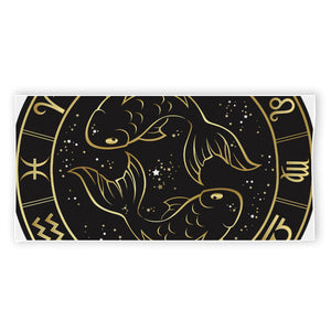 Gold And Black Pisces Sign Print Beach Towel