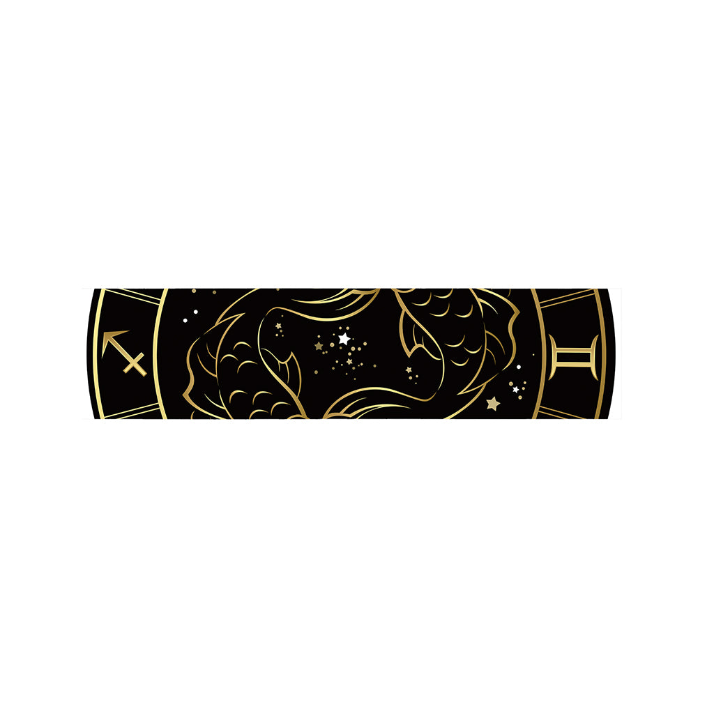 Gold And Black Pisces Sign Print Bed Runner