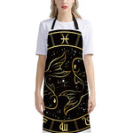 Gold And Black Pisces Sign Print Bib Apron With Pocket