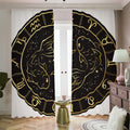 Gold And Black Pisces Sign Print Dimout Pencil Pleat Curtains