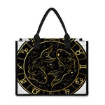 Gold And Black Pisces Sign Print Canvas Tote Bag
