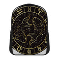 Gold And Black Pisces Sign Print Casual Backpack
