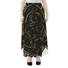 Gold And Black Pisces Sign Print Chiffon Maxi Skirt