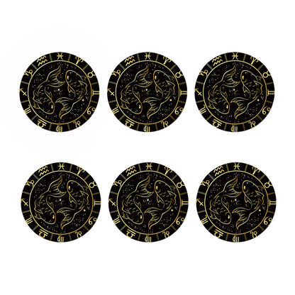 Gold And Black Pisces Sign Print Coaster Set