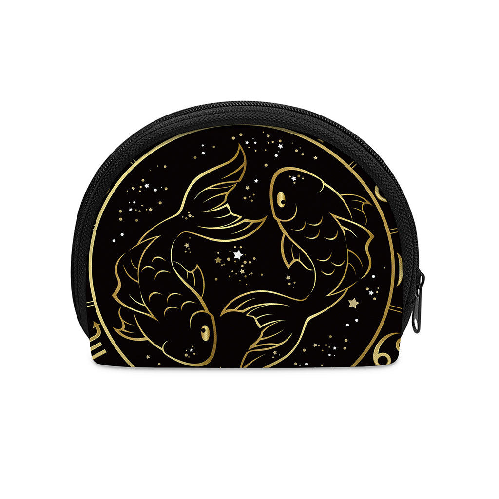 Gold And Black Pisces Sign Print Coin Purse