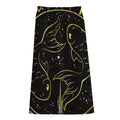 Gold And Black Pisces Sign Print Cotton Front Slit Maxi Skirt