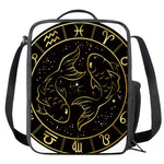 Gold And Black Pisces Sign Print Crossbody Lunch Bag
