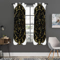 Gold And Black Pisces Sign Print Grommet Curtain Panels