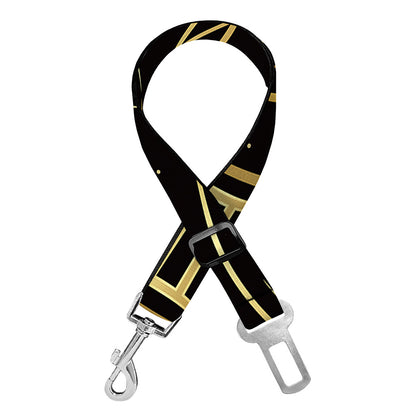 Gold And Black Pisces Sign Print Dog Seat Belt