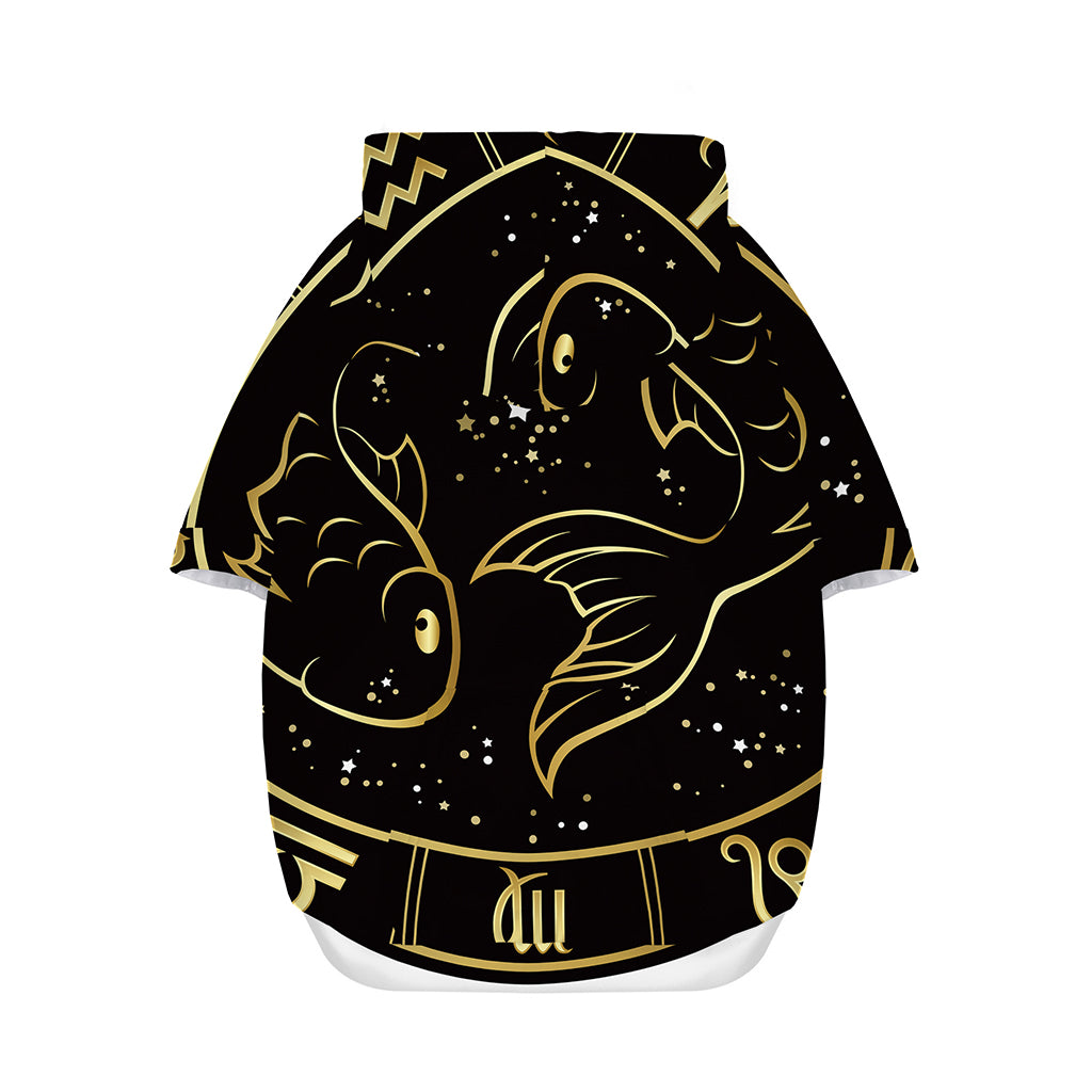 Gold And Black Pisces Sign Print Dog Zip Up Hoodie
