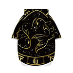 Gold And Black Pisces Sign Print Dog Zip Up Hoodie
