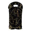 Gold And Black Pisces Sign Print Double Neoprene Wine Tote