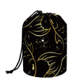 Gold And Black Pisces Sign Print Drawstring Makeup Bag