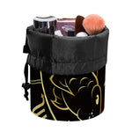 Gold And Black Pisces Sign Print Drawstring Makeup Bag