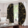 Gold And Black Pisces Sign Print Extra Wide Grommet Curtains