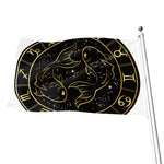 Gold And Black Pisces Sign Print Flag