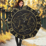 Gold And Black Pisces Sign Print Foldable Umbrella