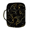 Gold And Black Pisces Sign Print Front Pocket Bible Bag