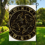 Gold And Black Pisces Sign Print Garden Flag