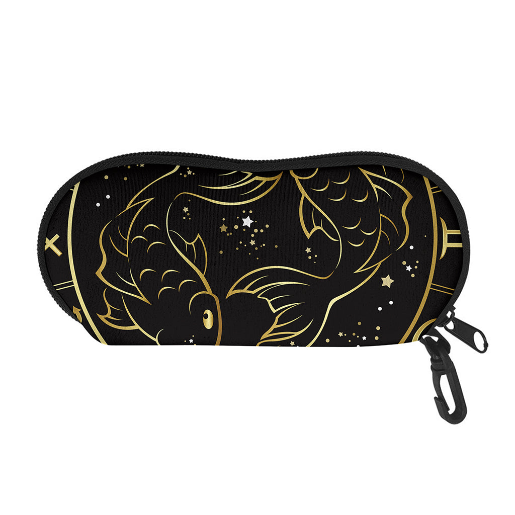 Gold And Black Pisces Sign Print Glasses Case