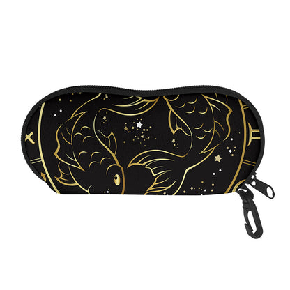 Gold And Black Pisces Sign Print Glasses Case