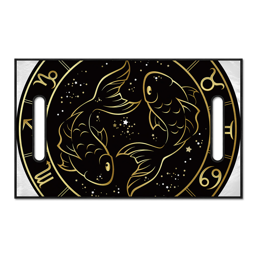 Gold And Black Pisces Sign Print Golf Cart Seat Cover