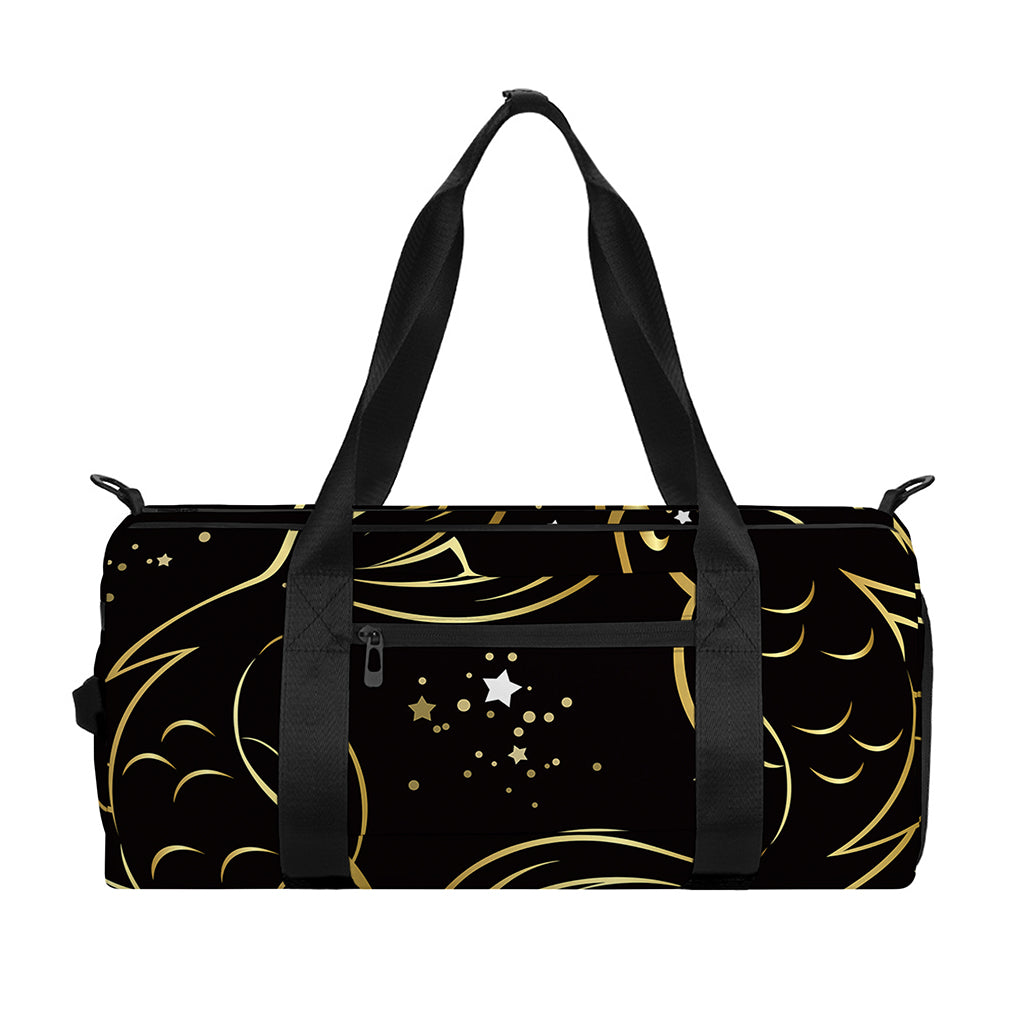 Gold And Black Pisces Sign Print Gym Bag