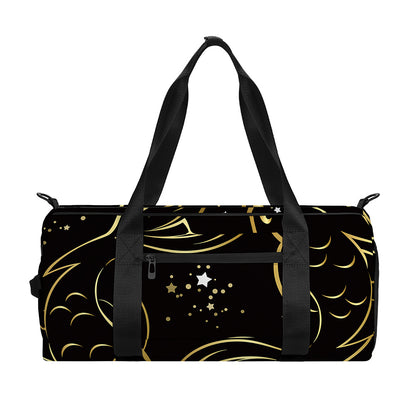 Gold And Black Pisces Sign Print Gym Bag