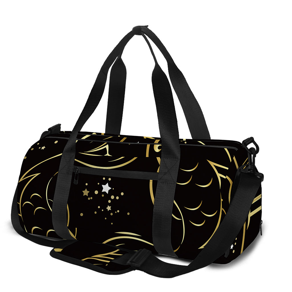 Gold And Black Pisces Sign Print Gym Bag