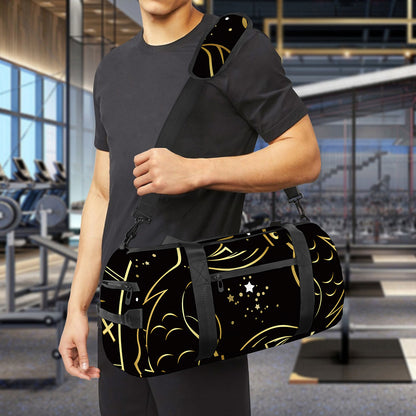 Gold And Black Pisces Sign Print Gym Bag